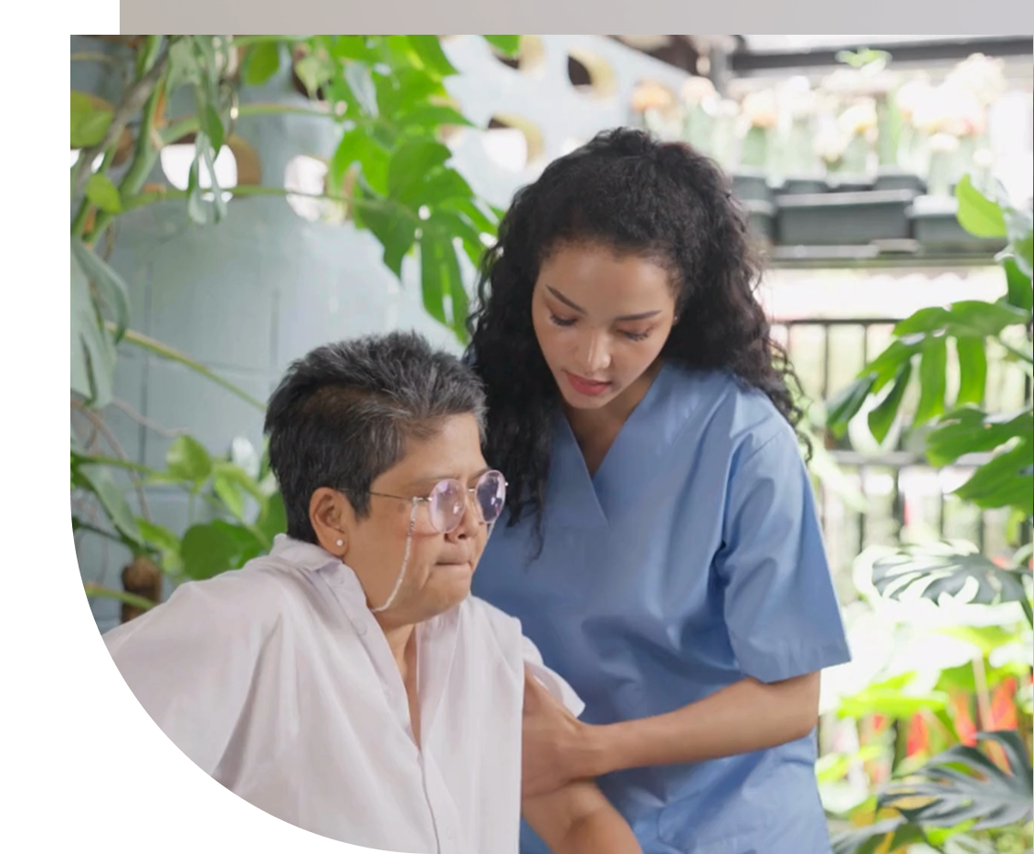 Caregiver with a senior client