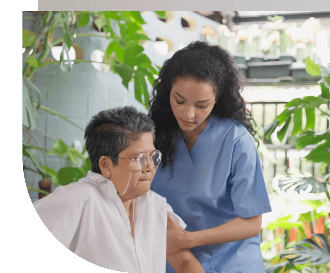 Caregiver with a senior client